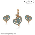 64196 xuping nuevo diseño moda colorido estilo turco en forma de corazón piedra de circón chapado en oro juegos de joyas